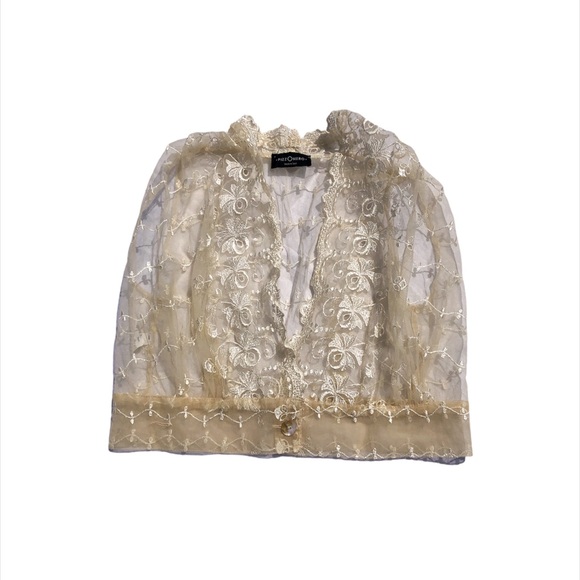 Lace Sleeveless V-Neck White Crop Top/ Blouse - Picture 6 of 6